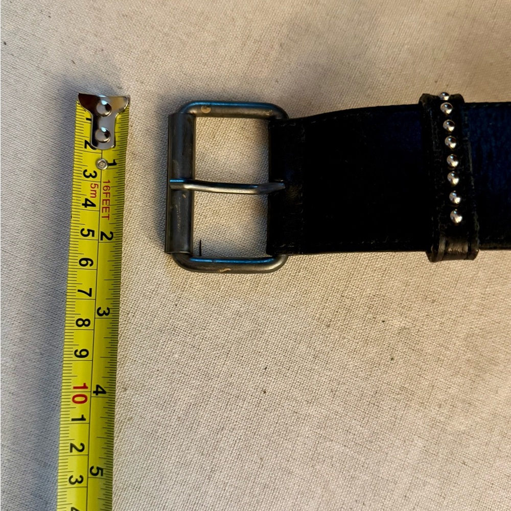 Saks Fifth Avenue black leather belt with heart studded details S NWOT - Picture 7 of 9